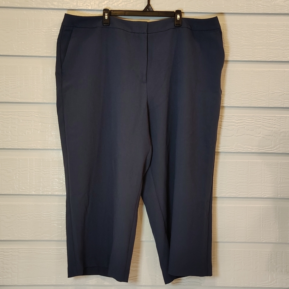 Worthington Dress Pants Trouser High Rise Straight Womens Plus Size 24W Navy